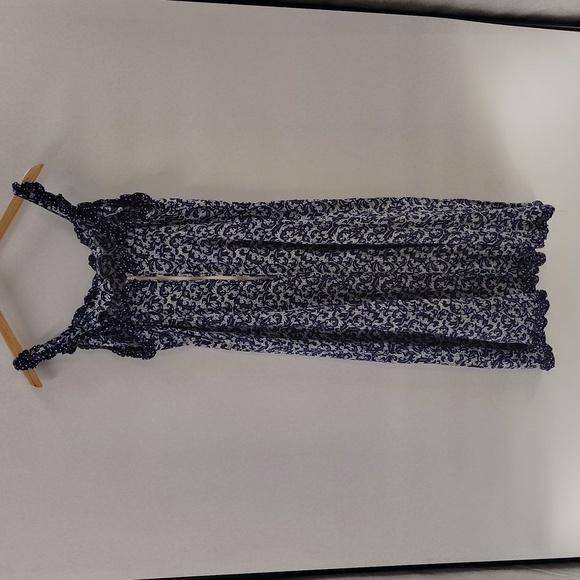 Madison West Slip Dress Blue White Print Size 9 10 Zip Back Vintage - Picture 2 of 6